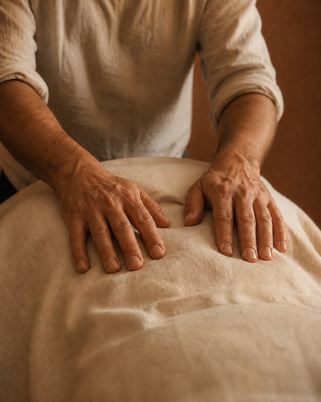 Mains pendant un massage lent et attentif